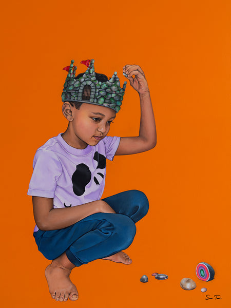 Building Castles / Boy - Rolled Canvas Print