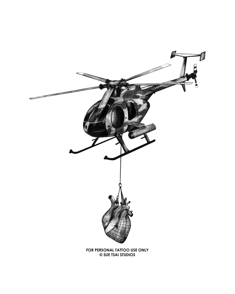 Helicopter Heart - Tattoo Design