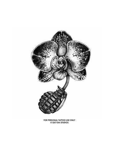 Orchid Grenade - Tattoo Design